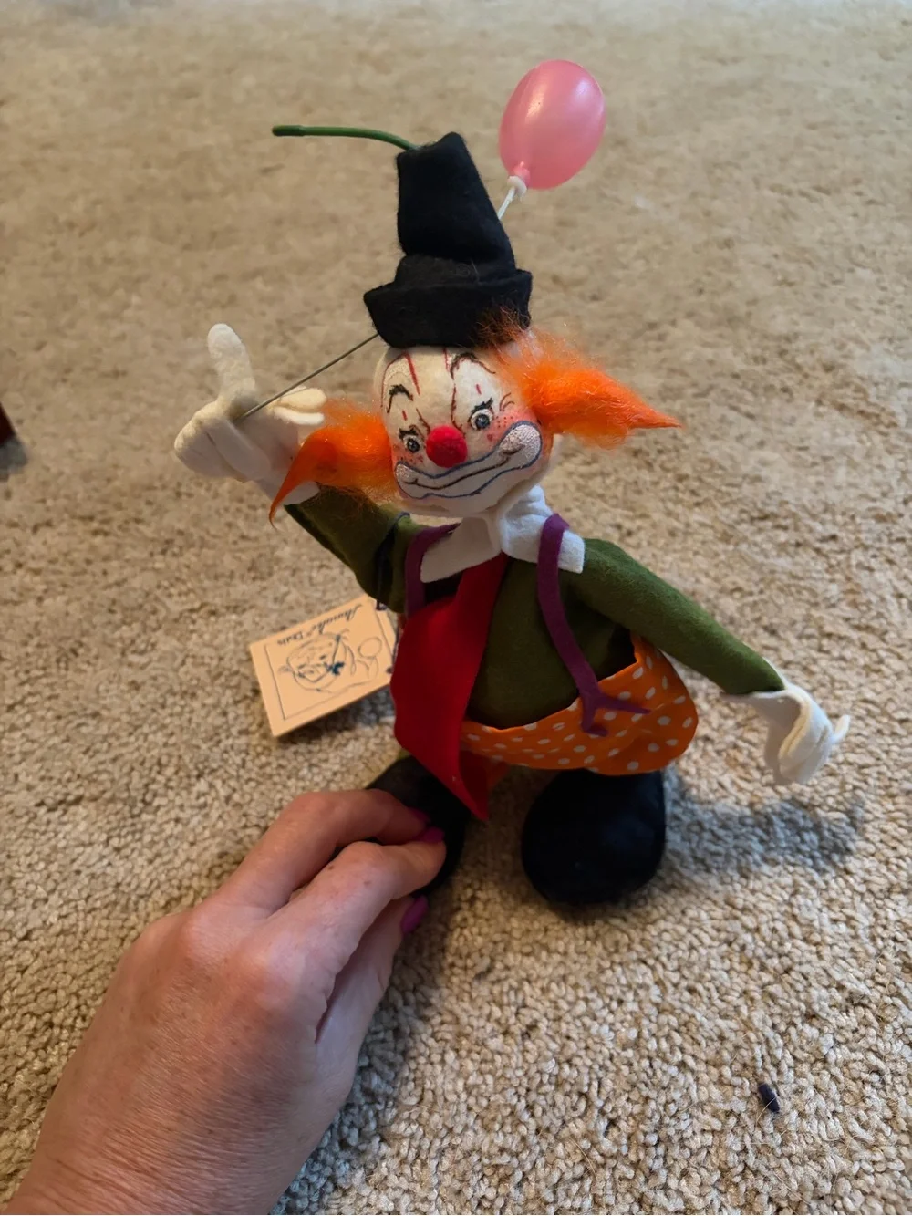 Annalee Orange-Haired Clown Doll with Pink Balloon - Picture 1 of 1